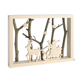 3D Wooden Scene of Santa and his Sleigh