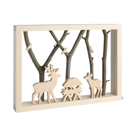 3D Wooden Scene of Deer at the Manger