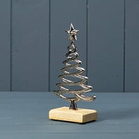 Silver Tree on Wooden Base