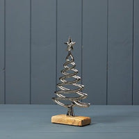 Silver Tree on Wooden Base